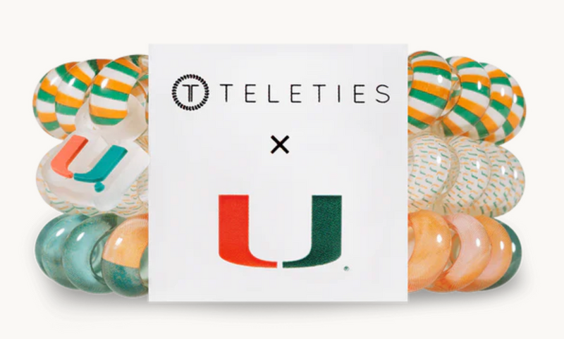 Teleties "College Collection"  University of Miami Small Hair Ties