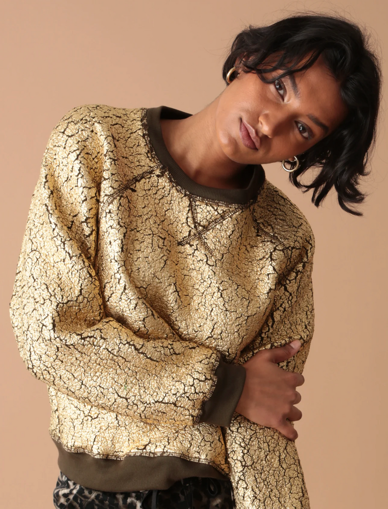 Electric Rose Ronan Pullover in Metallic Gold 4sisters1closet