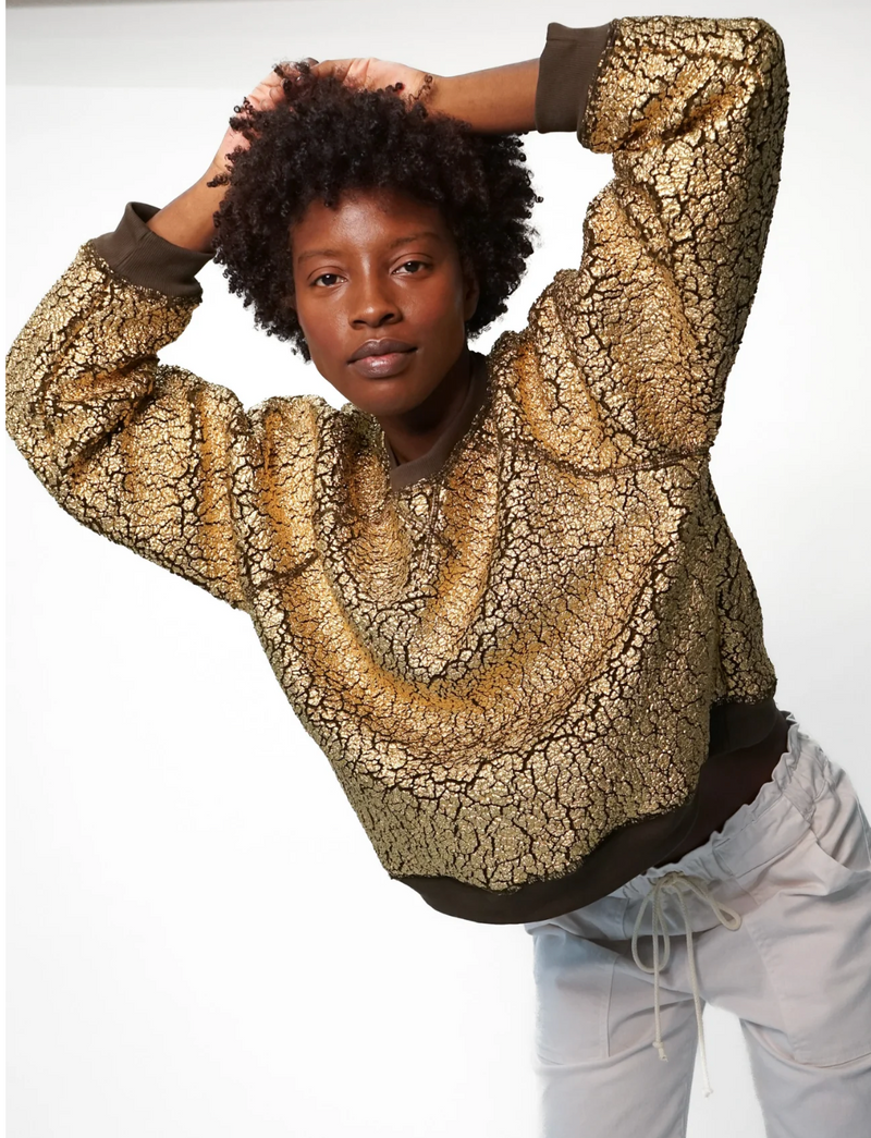 Metallic sales gold sweater