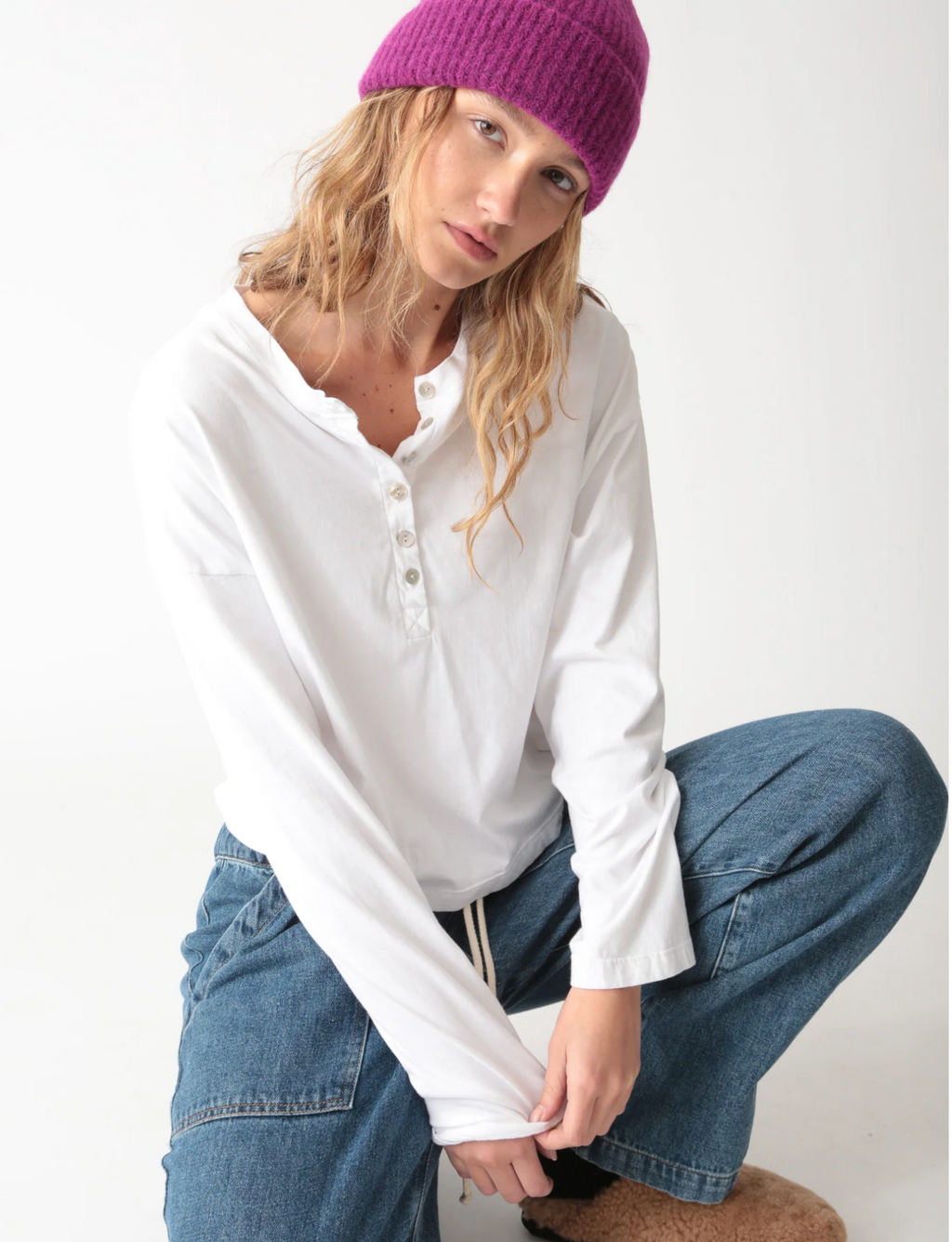 Electric & Rose Sammy Long Sleeve Tee in Cloud| 4sisters1closet