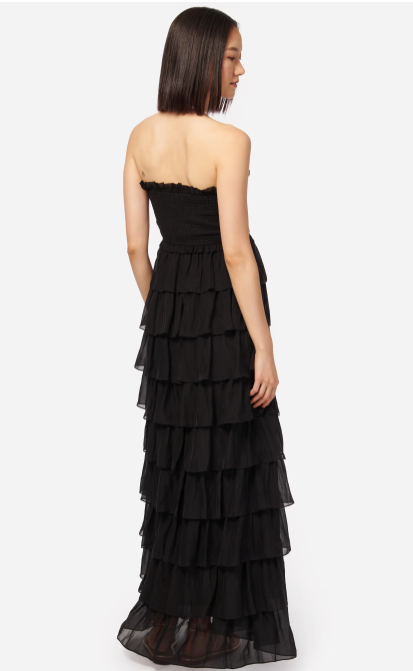 black chiffon cami dress WDIRARA Women's Layered Ruffle 2 Piece Outfits Long Flounce Sleeve Chiffon Flowy Dress and Cami Set Black X-Small at Amazon Women's Clothing store