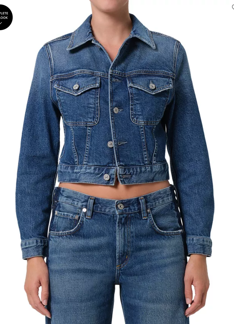 Citizen of Humanity Charisse Shrunken Denim Jacket in Briar Citizen of Humanity Charisse Shrunken Denim Jacket in Briar