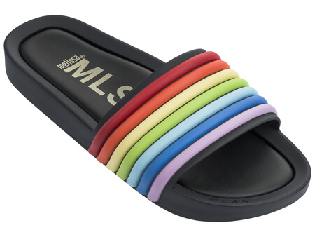 Beach Slide 3D Rainbow in Black Shoes Melissa 4Sisters1Closet