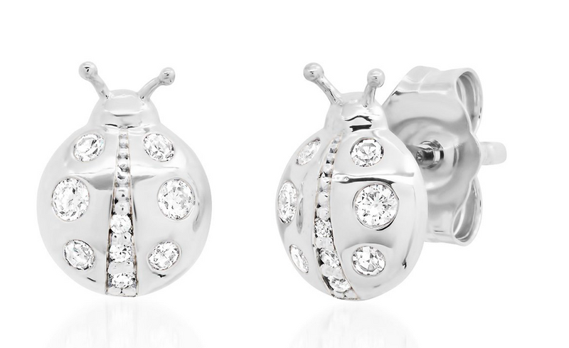 Diamond ladybug earrings deals