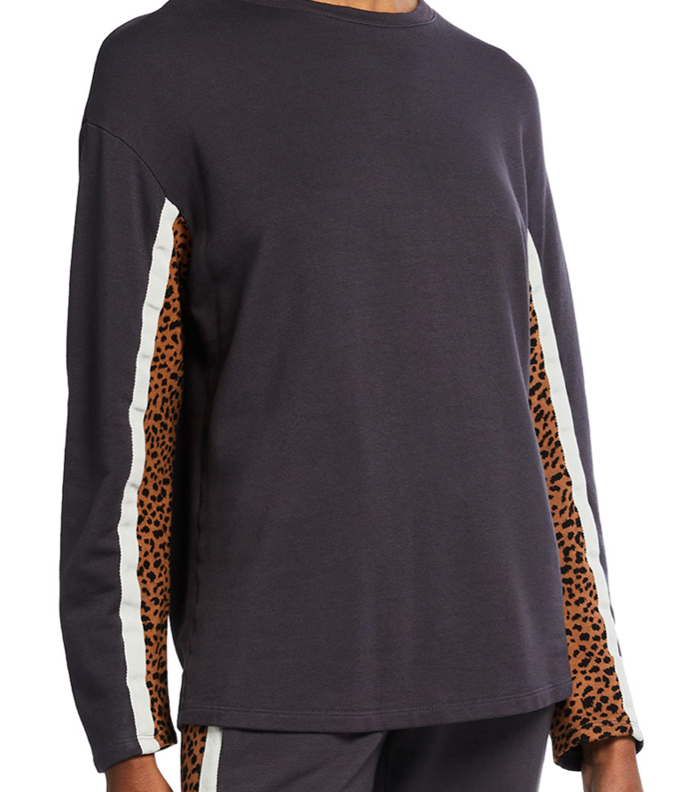 Monrow Paneled Mini Leopard Sweatshirt