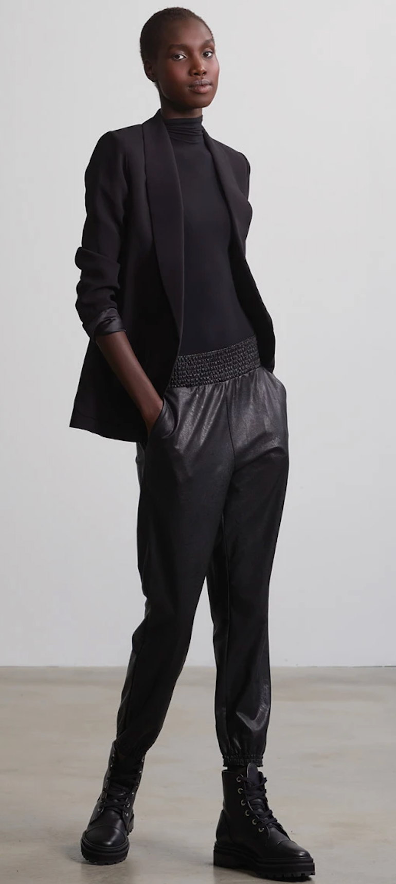 Zara top leather jogger