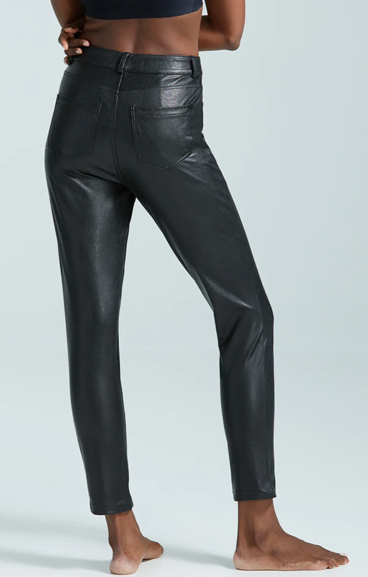 Stretch Leather Low Rise Trouser Black, Pants