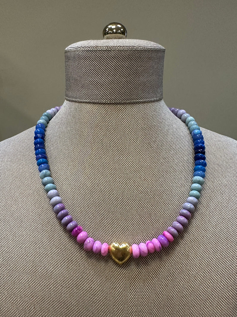 La Blonde Aux Bijoux Rainbow Love Necklace with Heart