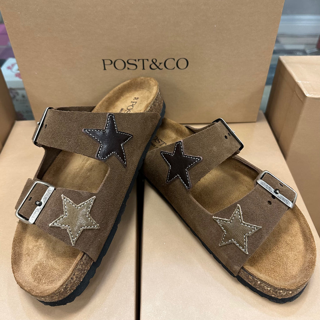 Post & Co Alaska Brown Slide with Stars | 4sisters1closet