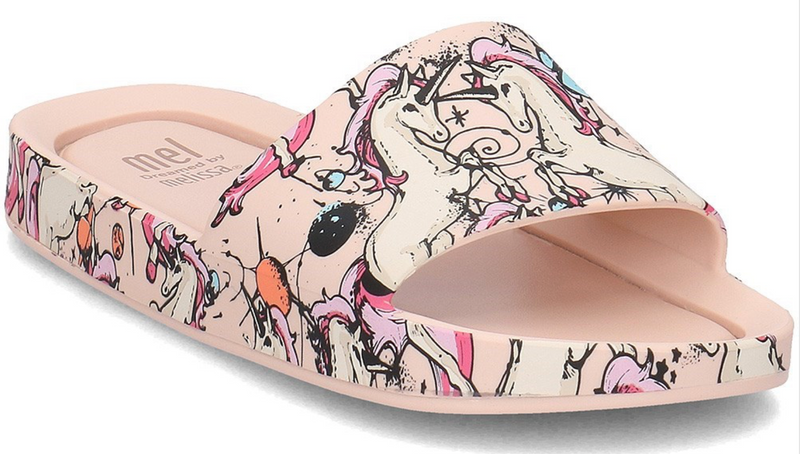 Melissa Beach Slide Pink Beige Unicorn