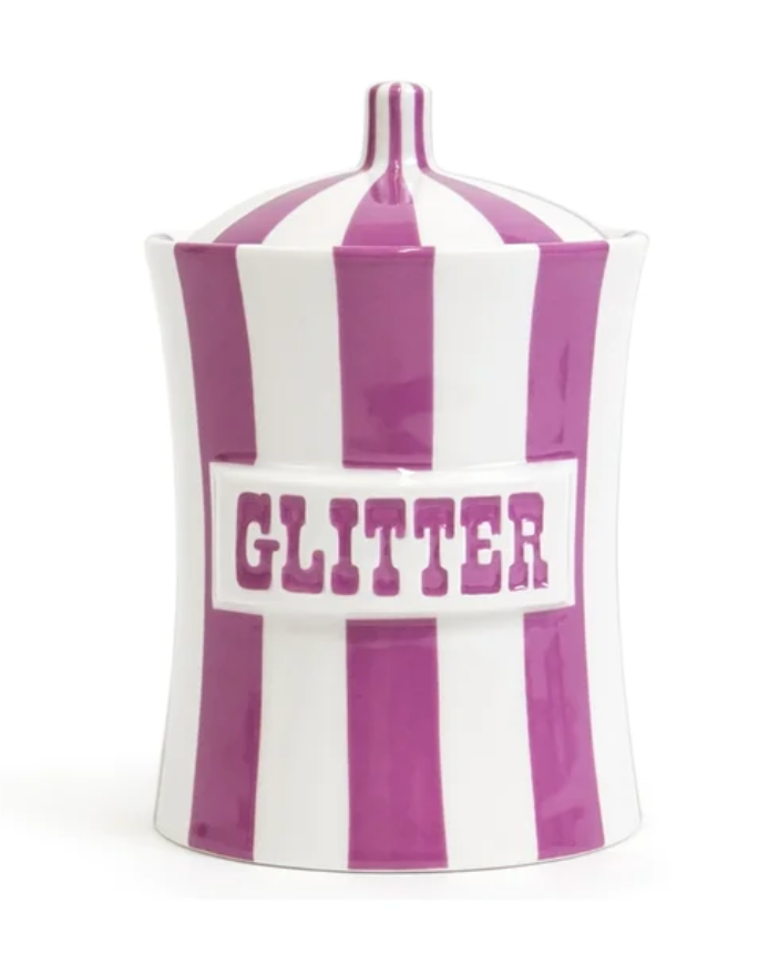 Jonathan Adler Glitter Canister in Purple & White