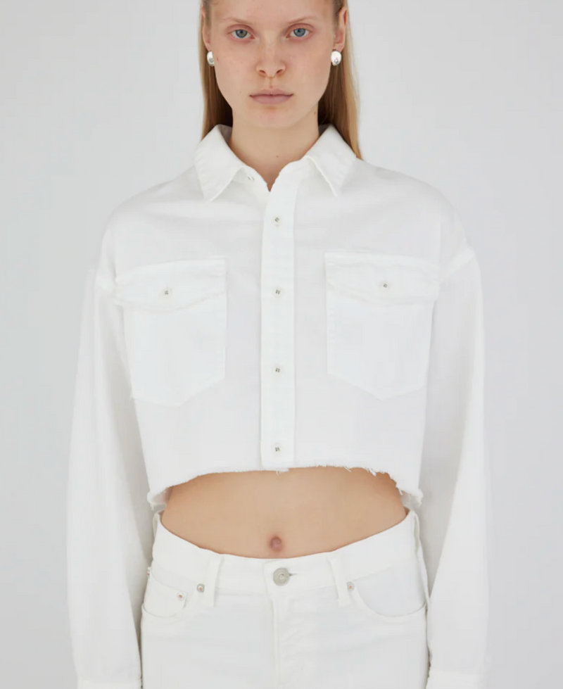MOUSSY MV Southfolk Cropped Shirt in White
