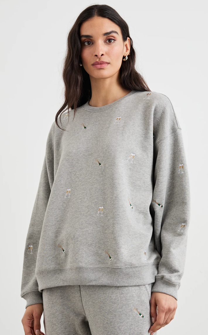 Rails Varsity Sweatshirt in Champagne Embroidery | 4sisters1closet