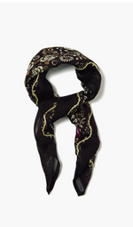 Chan Luu Embroidered Floral Bandana Jet Black | 4sisters1closet