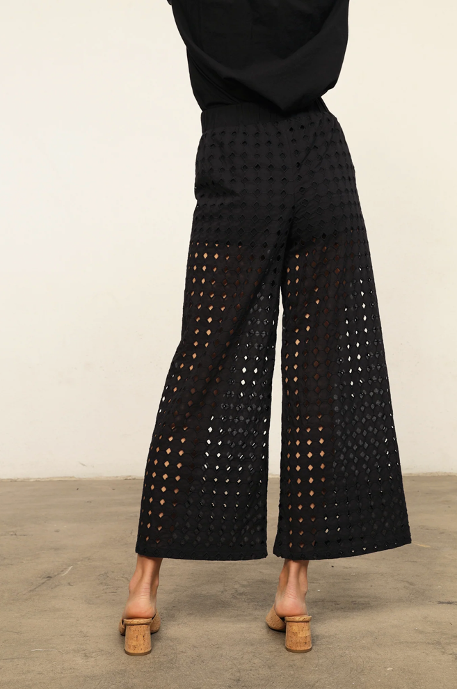 Night Cap Eyelet Costa Pant in Black