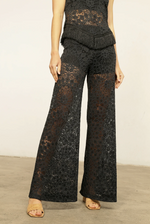 Night Cap Lotus Lace Palazzo Pant in Black