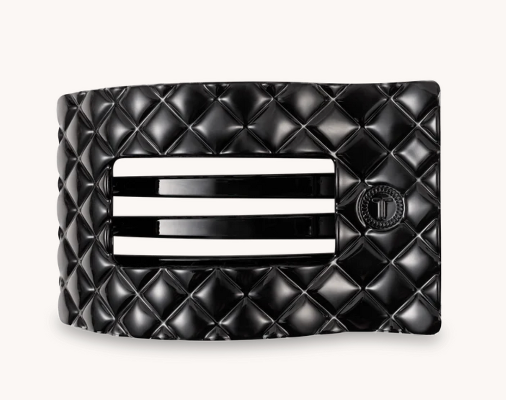 Teleties Quilted Medium Flat Rectangle in Jet Black | 4sisters1closet