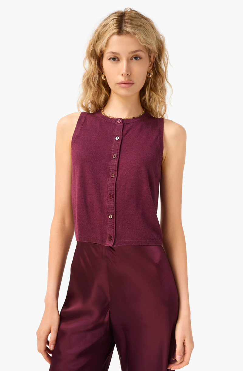CAMI NYC  Dia Silk Cashmere Sweater Vest Blackberry