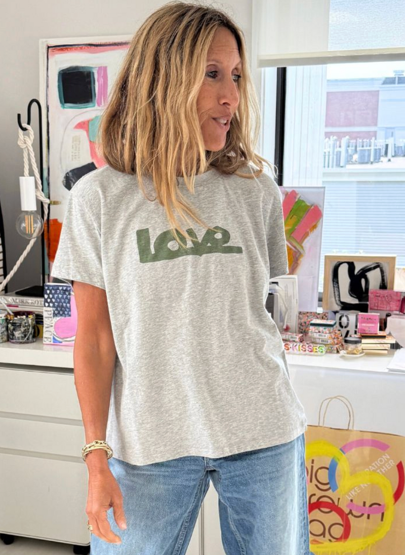KERRI ROSENTHAL Suki Love Lines-Heather Grey Tee