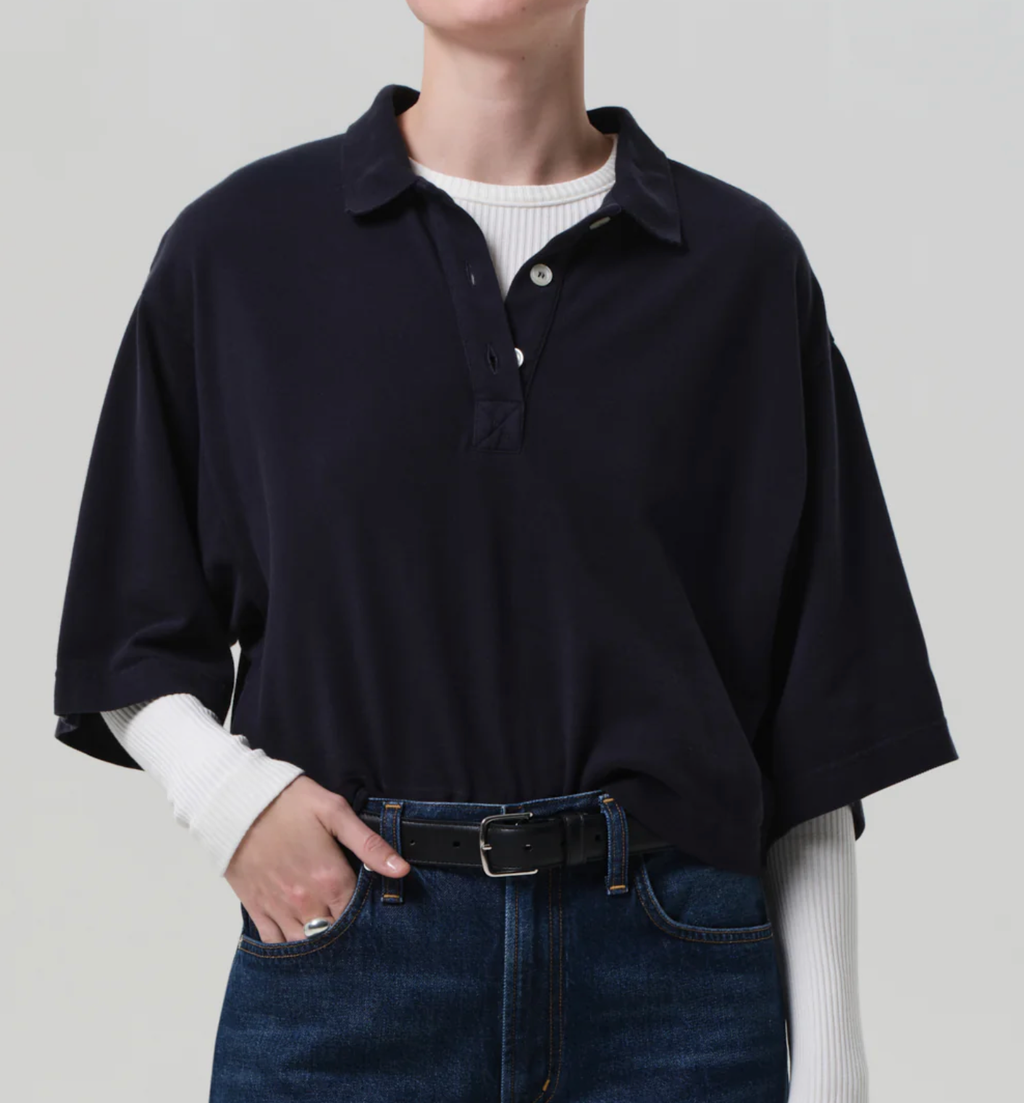 Citizens of Humanity Lowen Polo Shirt in True Navy | 4sisters1closet