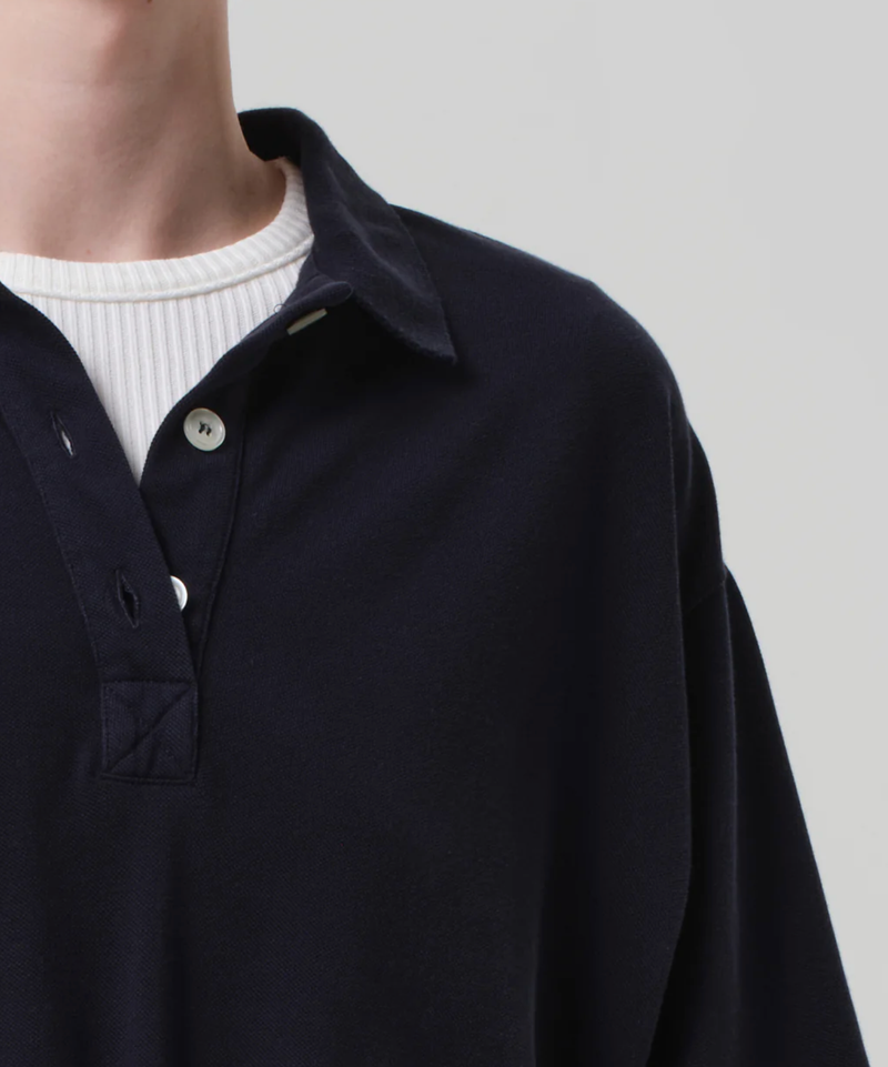 Citizens of Humanity Lowen Polo Shirt in True Navy | 4sisters1closet