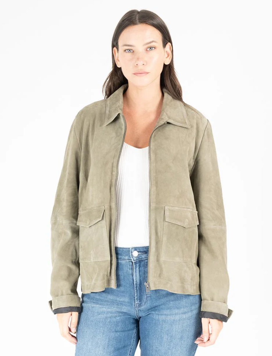  Mauritius Yaima CF Leather Jacket Light Sage | 4sisters1closet