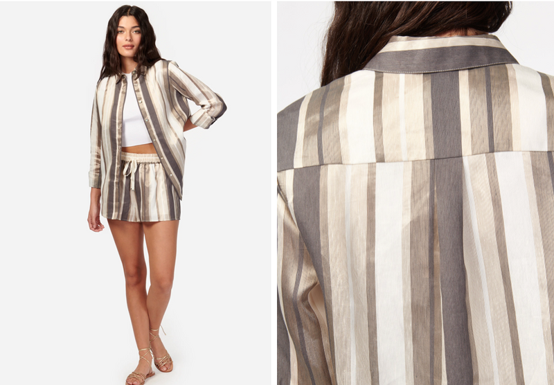 Cami NYC Malta Metallic Linen Top | 4sisters1closet