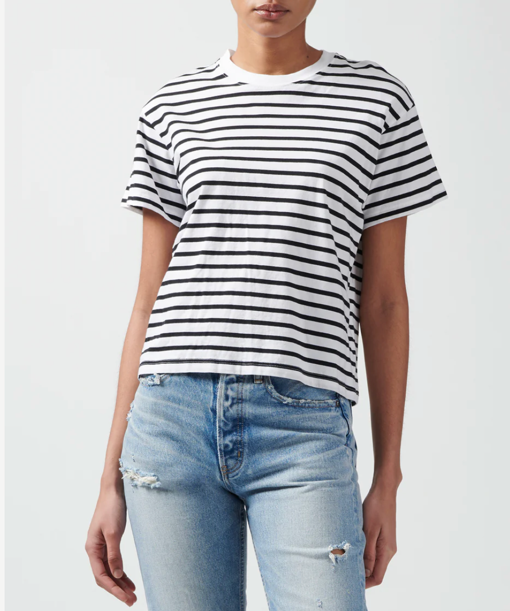 ATM Classic Jersey Short Sleeve Boy Tee - Black/ White Stripe | 4sisters1closet