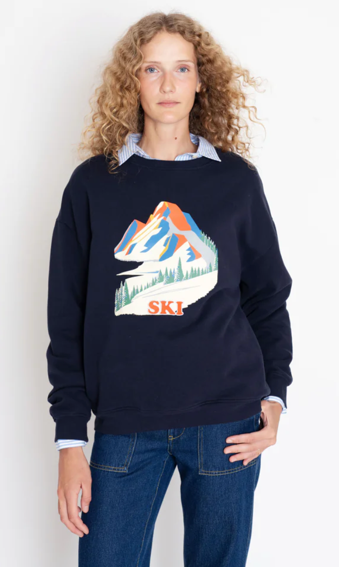 KULE The Oversized Alps Sweatshirt in Navy