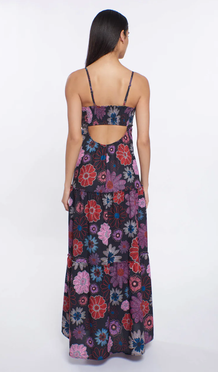 Peixoto Lori Maxi Dress in Black Botanical