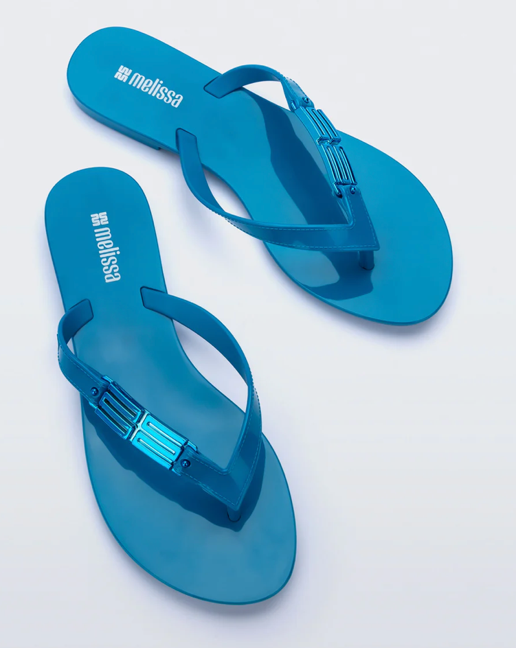 Melissa Harmonic M Chic Flip Flop in Blue | 4sisters1closet