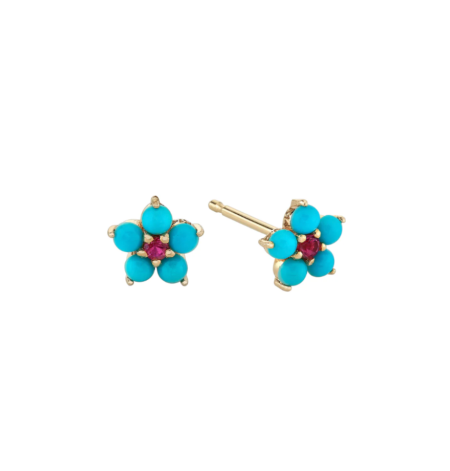 Ariel Gordon Turquoise Tourmaline Aurora Studs | 4sisters1closet