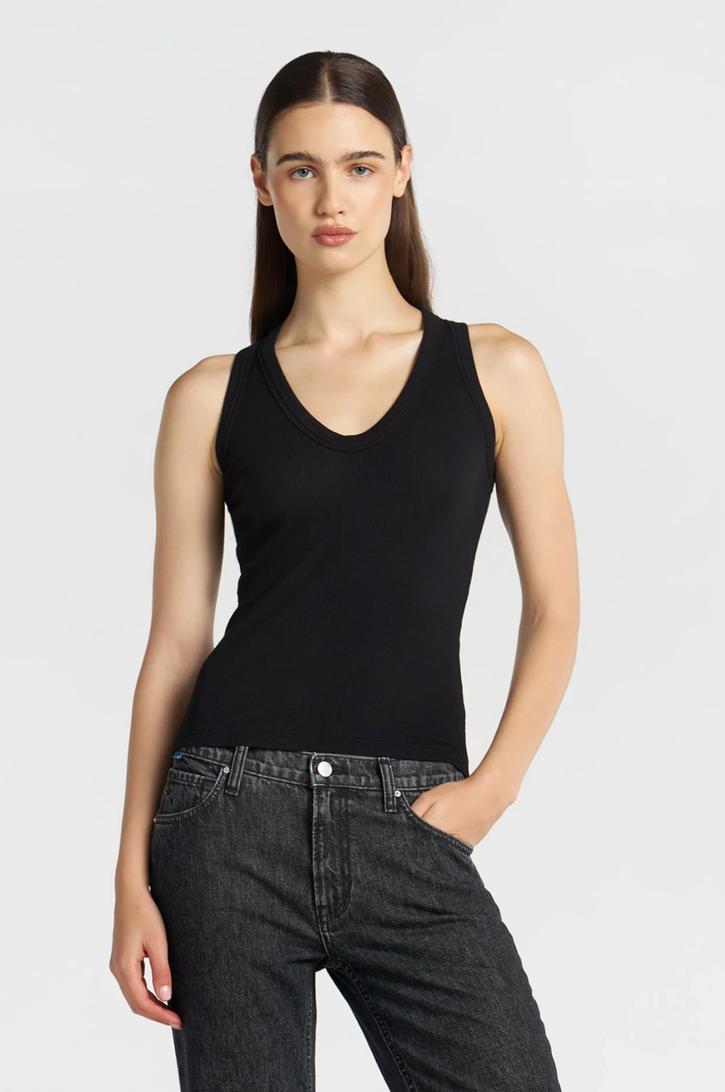 Cotton Citizen Verona U Neck Tank Jet Black | 4sisters1closet