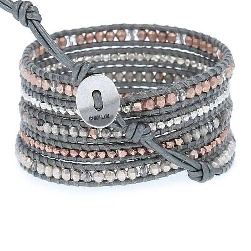 Chan Luu Grey Mix Crystal Wrap Bracelet