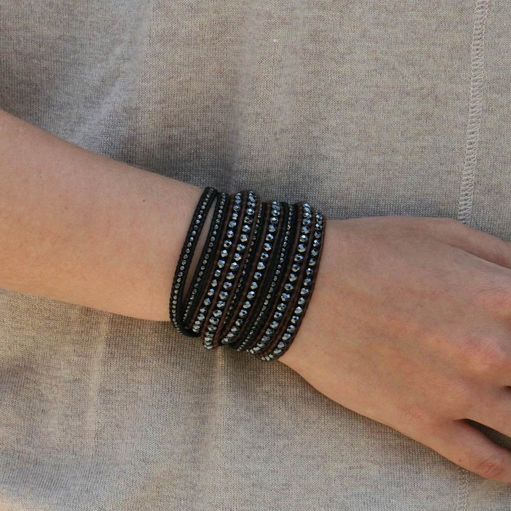 Hematite on Brown Leather Bracelets Chan Luu 4Sisters1Closet