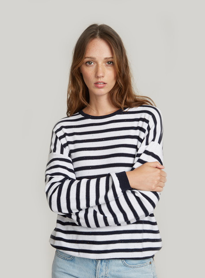 Autumn Cashmere Baby Sequin Striped Crew | 4sisters1closet