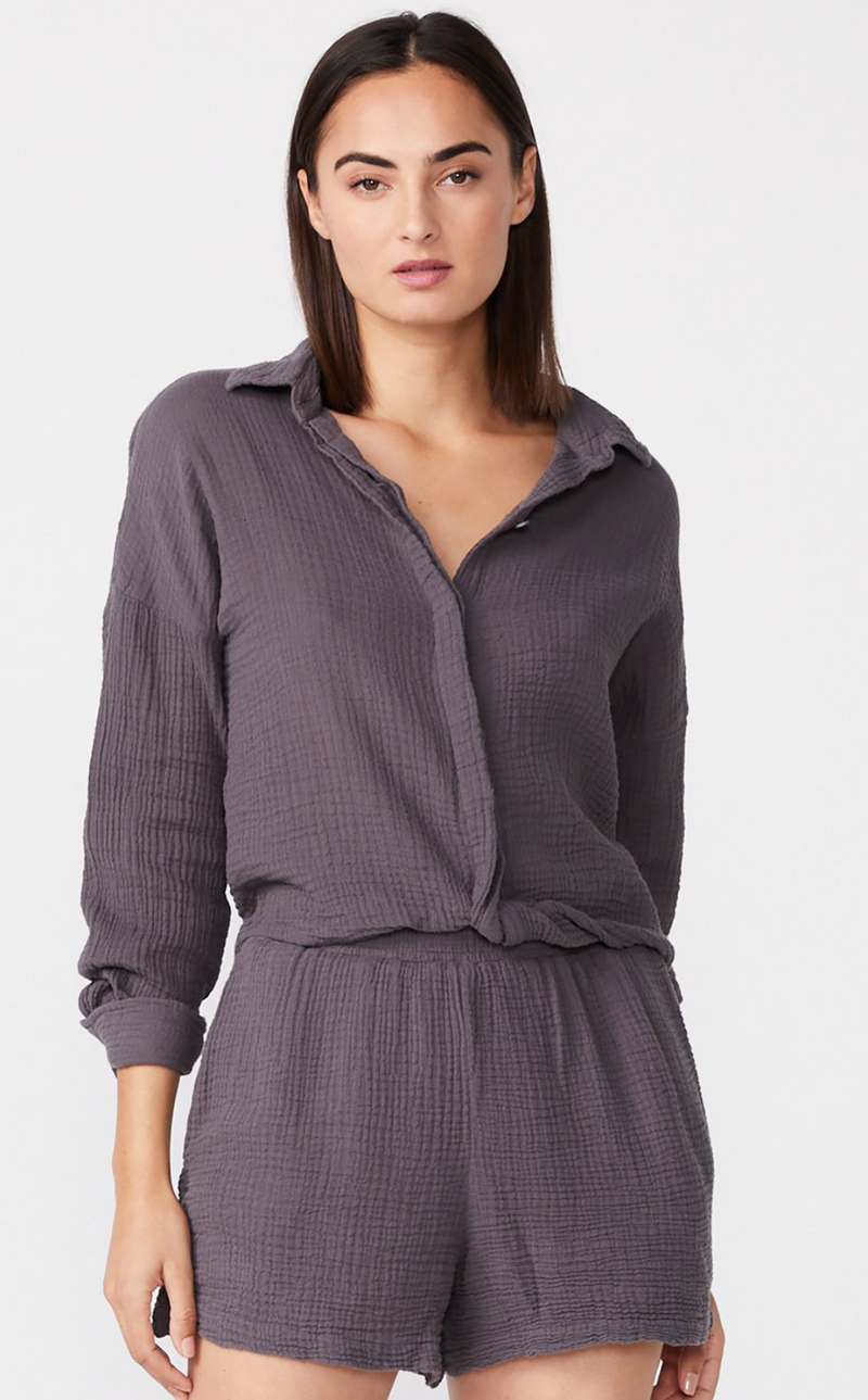 Monrow Relaxed Blouse with Twisted Front