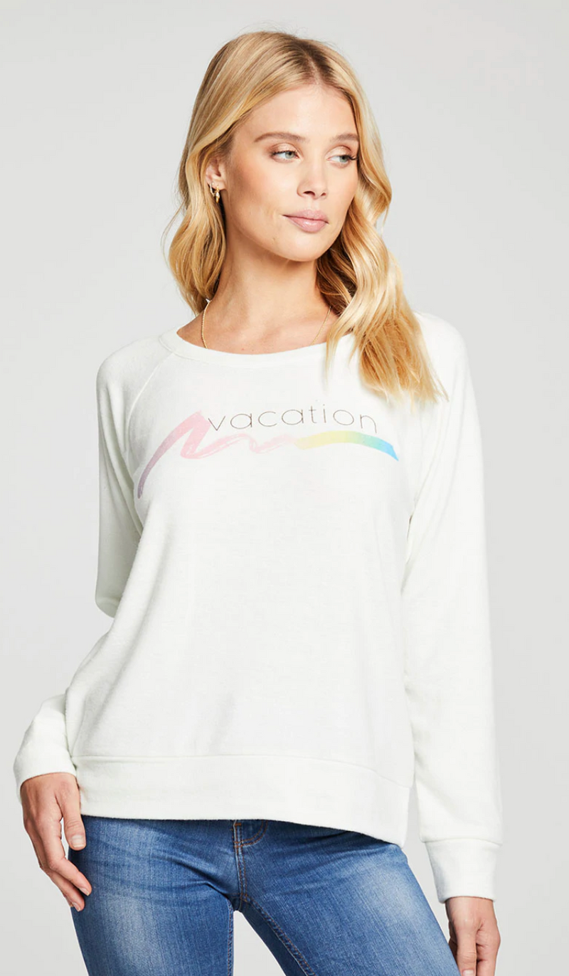 Chaser Vacation Recycled Love Knit Raglan Pullover | 4sisters1closet