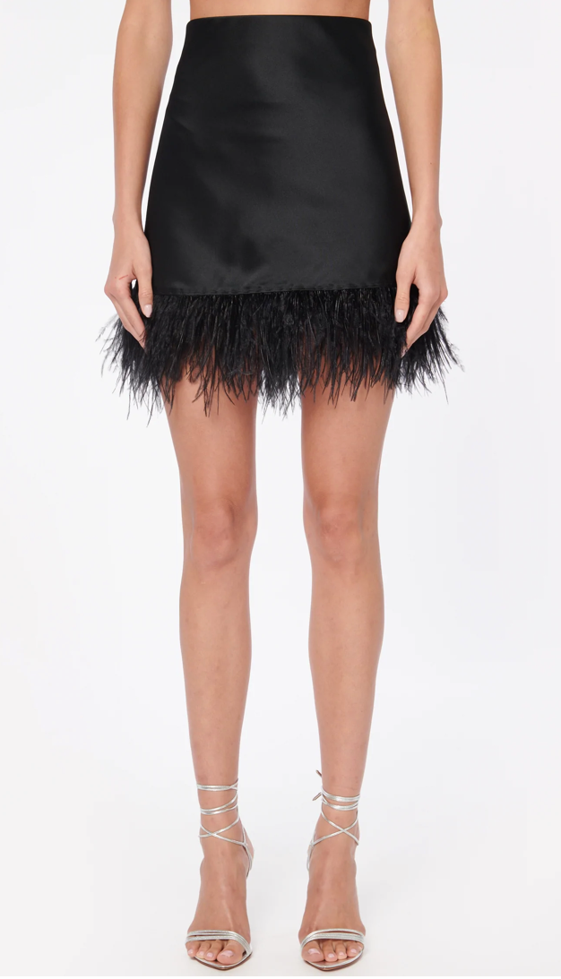 CAMI NYC Aviva Feather Mini Skirt Black | 4sisters1closet