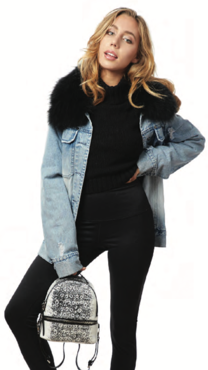 Ava/Kris Jane's oversized distressed denim jacket with removable fur trim collar. Perfect for all year! Layer with sweaters for fall and winter - remove the fur trim for spring and summer! Sold by 4Sisters1Closet