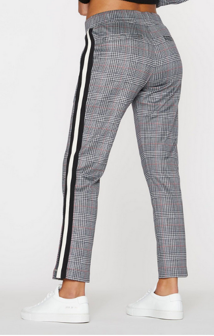 Pam & Gela Glen Plaid Cropped Track Pant with Side Stripe | 4sisters1closet