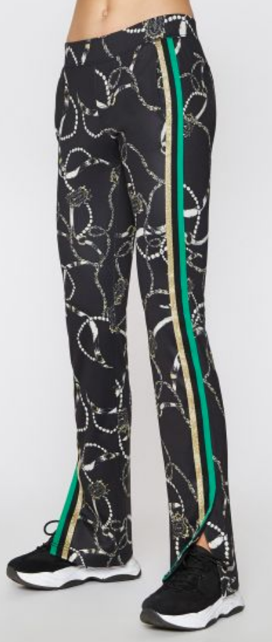 Pam & Gela Microscuba Pant with Green and Gold Stripe