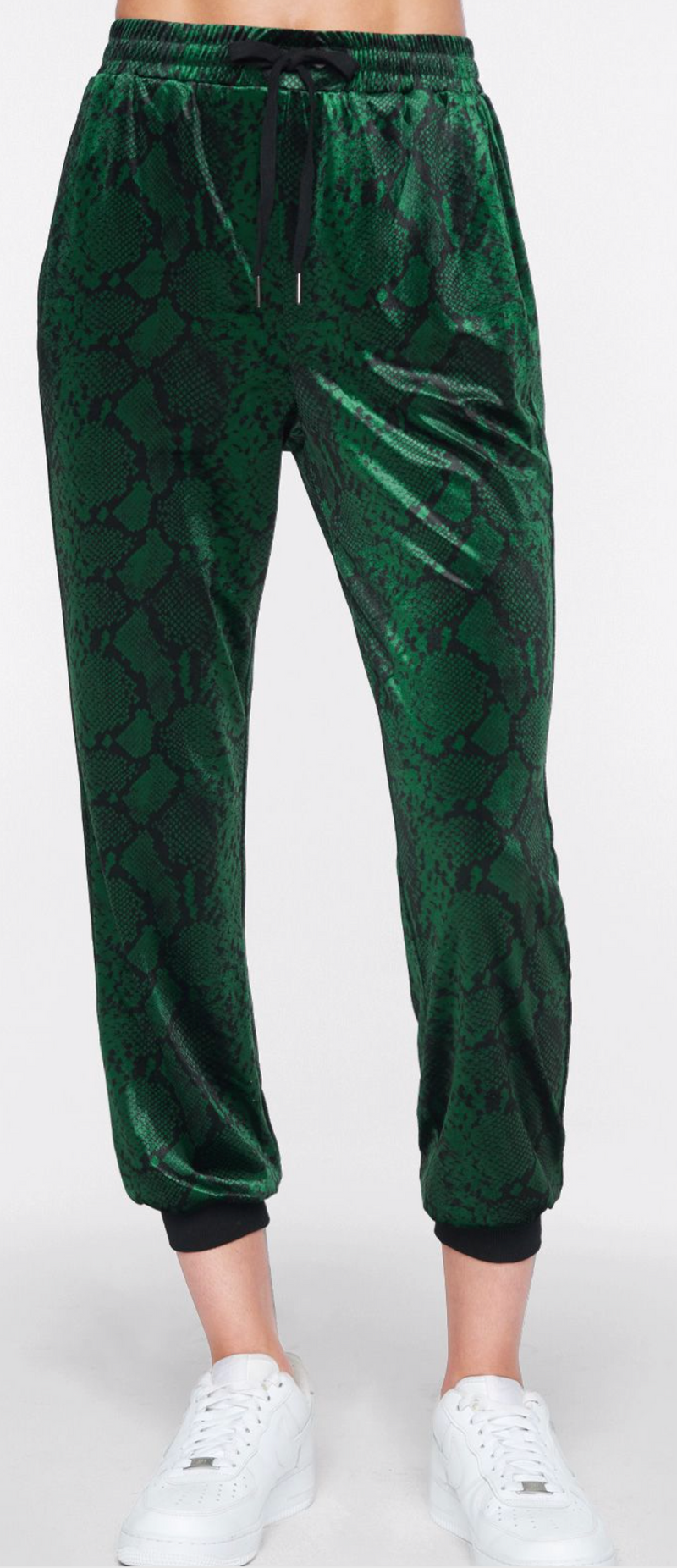 Pam & Gela Snake Joggers in Evergreen | 4sisters1closet