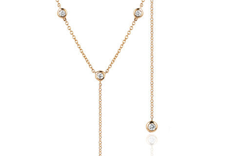 8 Bezel Diamond Lariat in Rose Gold | Necklaces | EF Collection | 4sisters1closet8 Bezel Diamond Lariat in Rose Gold | Necklaces | EF Collection | 4sisters1closet