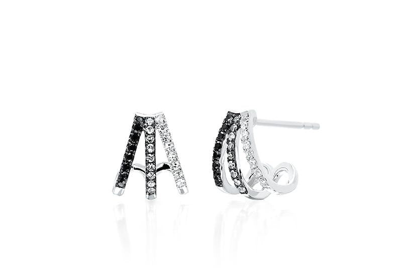 Black & White Diamond Fade Multi Huggie Earrings | EF Collection | 4sisters1closet
