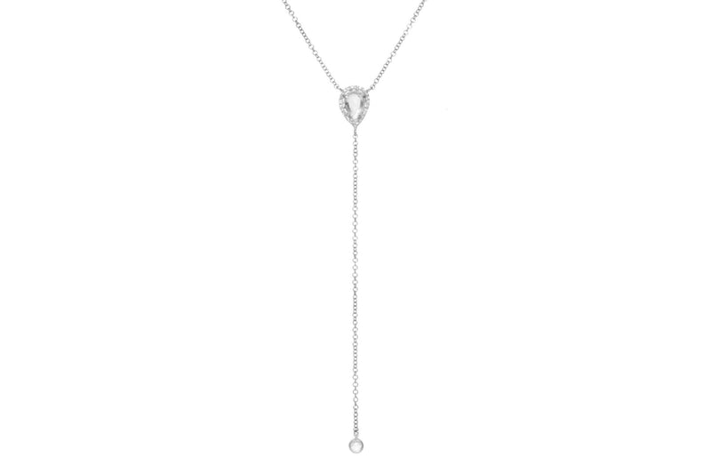 EF Collection Diamond White Topaz Teardrop Lariat Necklace