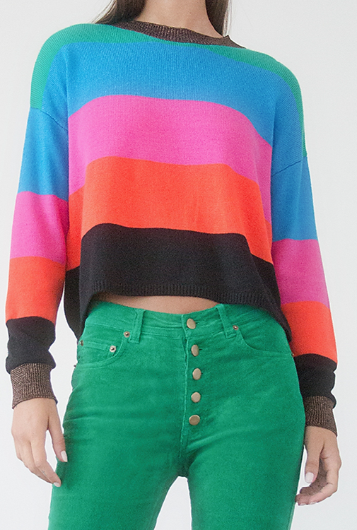 Pam & Gela Crop Striped Sweater | 4sisters1closet